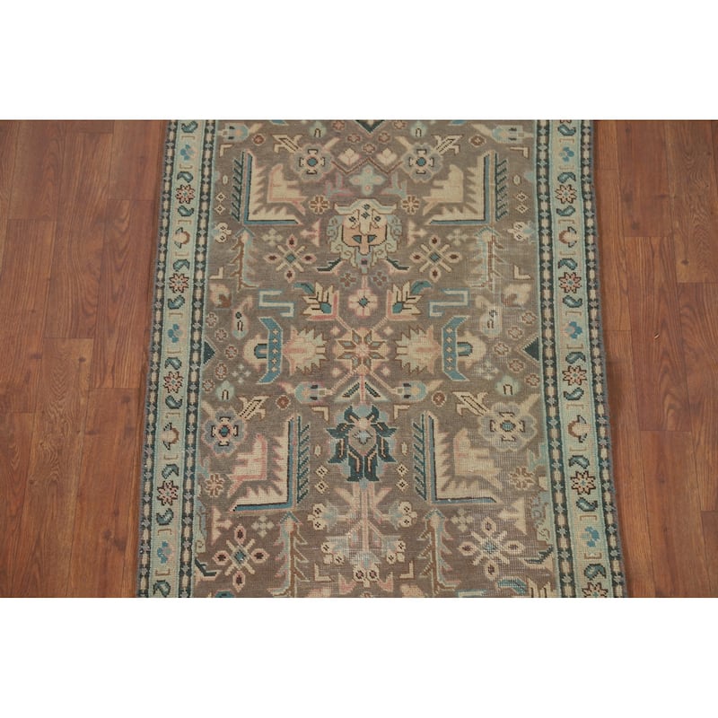 Geometric Tabriz Persian Vintage Accent Rug Hand-Knotted Wool Carpet - 2'7" x 4'10"
