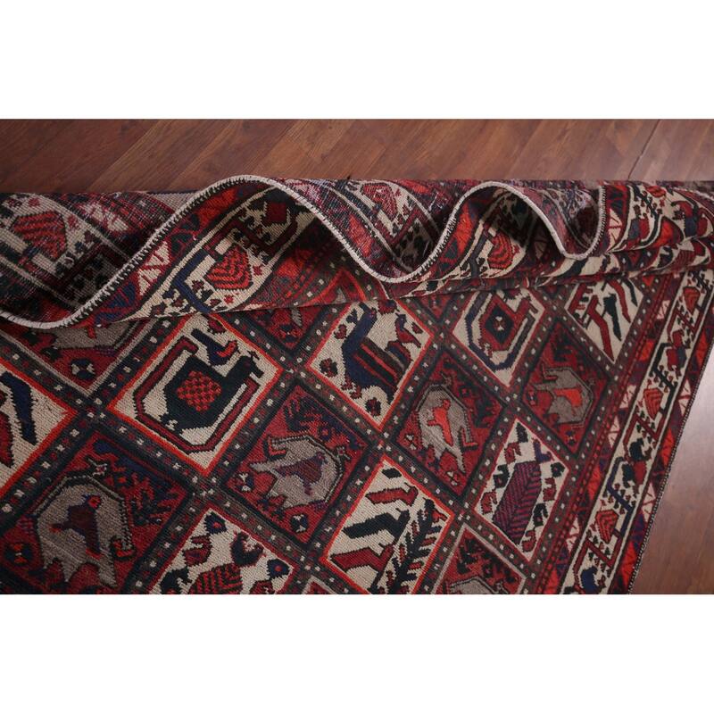 Handmade Garden Design Tribal Bakhtiari Persian Vintage Wool Carpet - 5'3"x 10'0"
