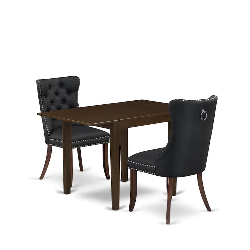 East West Furniture Dinette Set Consists of a Rectangle Dining Table and Upholstered Chairs, Mahogany (Pieces Options) - NDDA3-MAH-12