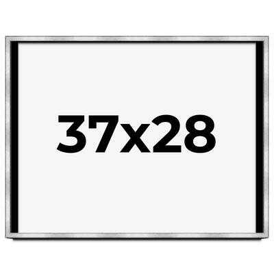 37x28 Shadow Box Frame Silver | 1.375 Inches Deep Real Wood