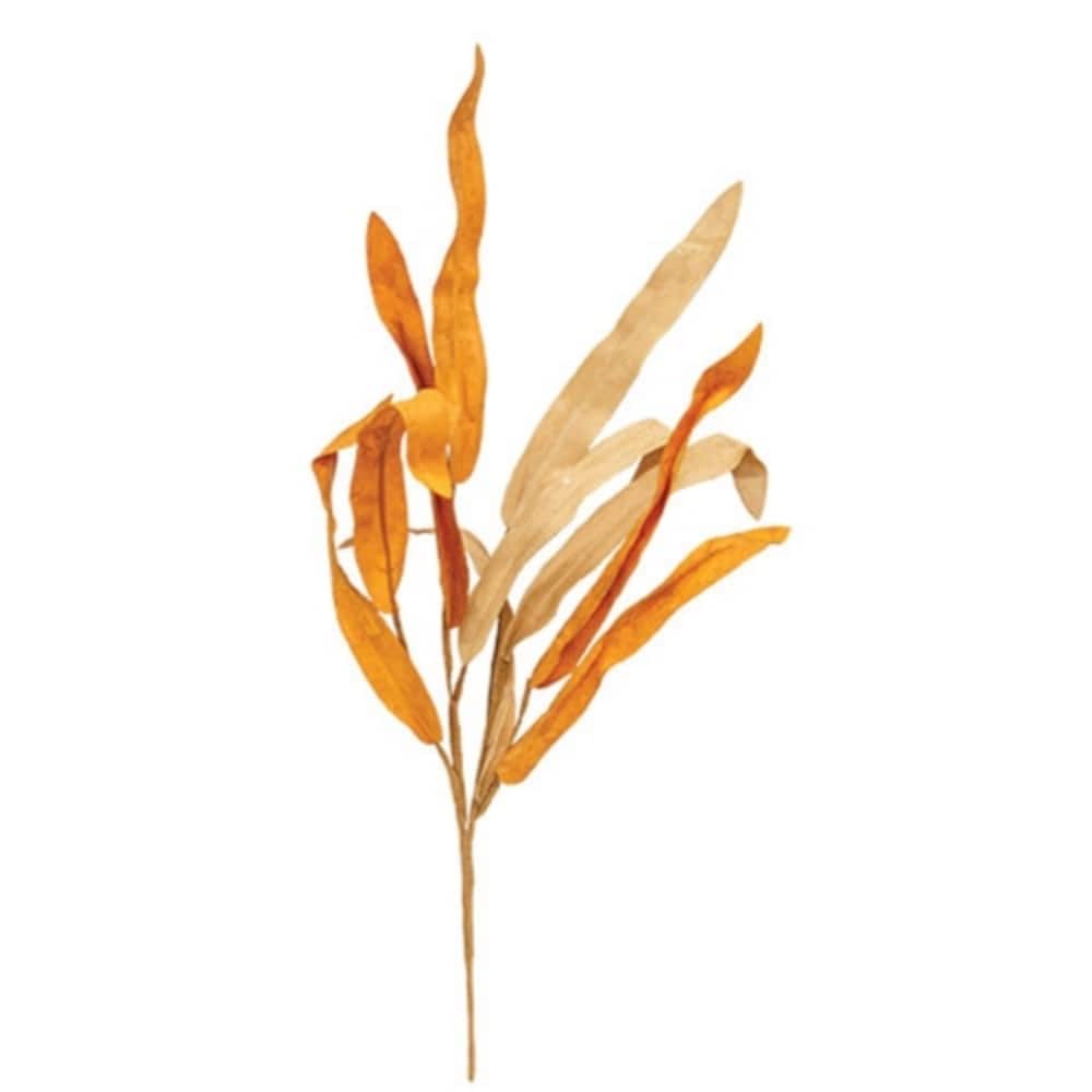 Orange and Cream Yucca Leaves Pick with Brown Stem for Fall Decor - 7 x 1 x 18 in.