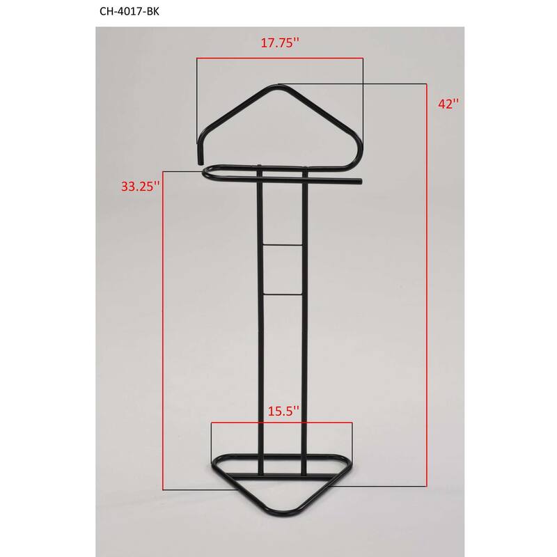 Metal Clothing Wardrobe Suit Valet Rack Stand, Black