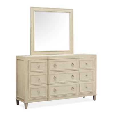 Magnussen Home Sheridan Limestone Drawer Dresser with Landscape Mirror