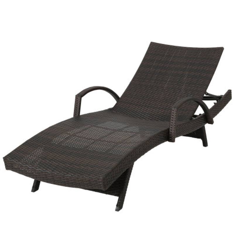 Roomfitters Salem Outdoor Wicker Chaise Lounge with Armrests, Stackable Patio Recliner, Set of 2