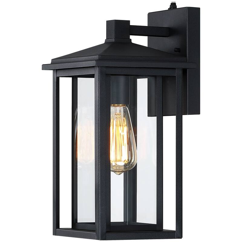 1-Light Black Dusk to Dawn Outdoor Wall Light - 15.6"H