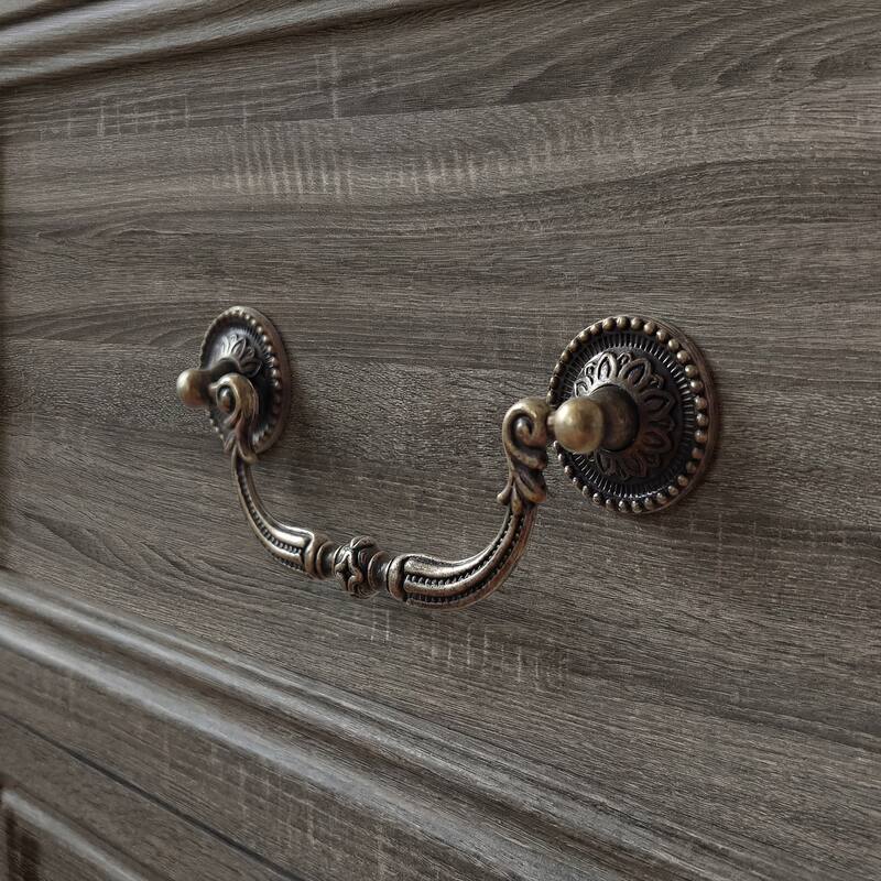 Farmhouse 5-Drawer Chest with Anti-Tip Device, Rustic Wooden Dresser for Bedroom, 36.3" Tall Storage Cabinet