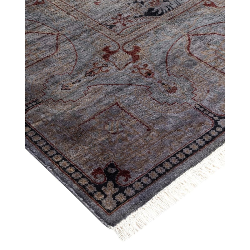 Overton Hand Knotted Wool Vintage Inspired Modern Contemporary Overdyed Gray Area Rug - 6' 2" x 10' 1"