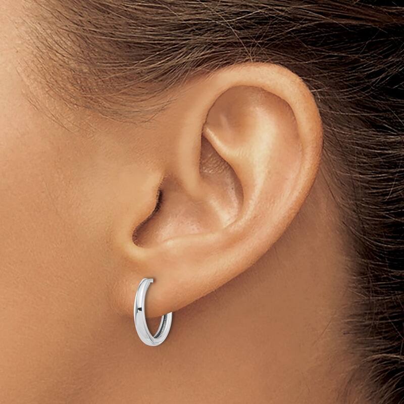 Curata 14k White Gold Polished Hinged Hoop Earrings - 14.3x14.3mm