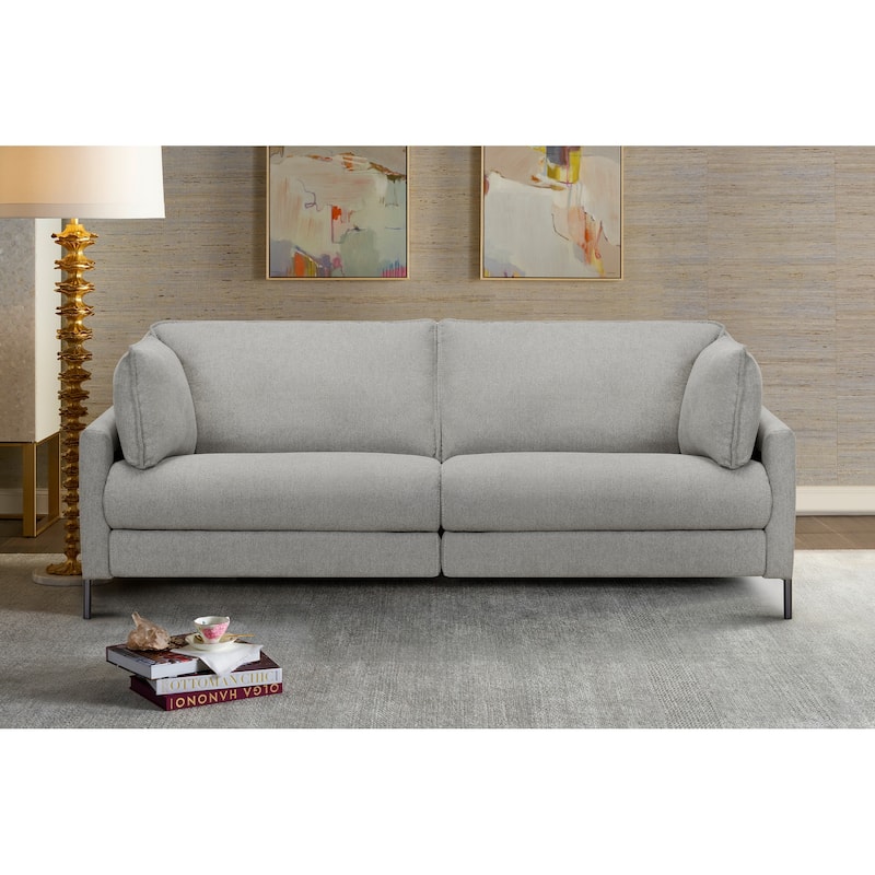 Juliett Blue or Grey 80" Upholstered 3 Seater Power Footrest Cloud Sofa Couch - Grey