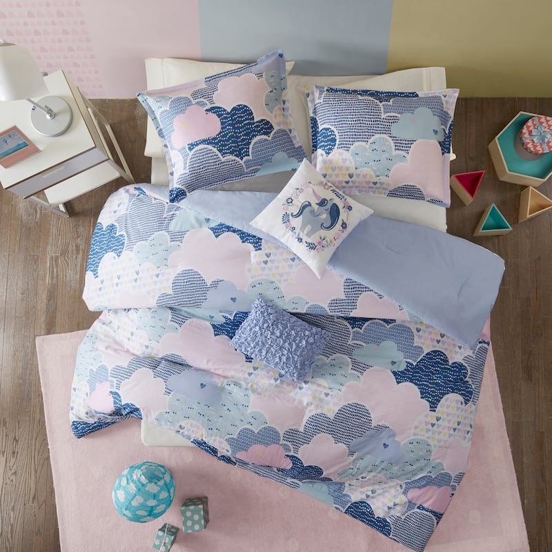 Intelligent Design Kids Bliss Blue Cotton 5-piece Duvet Cover Set - Twin