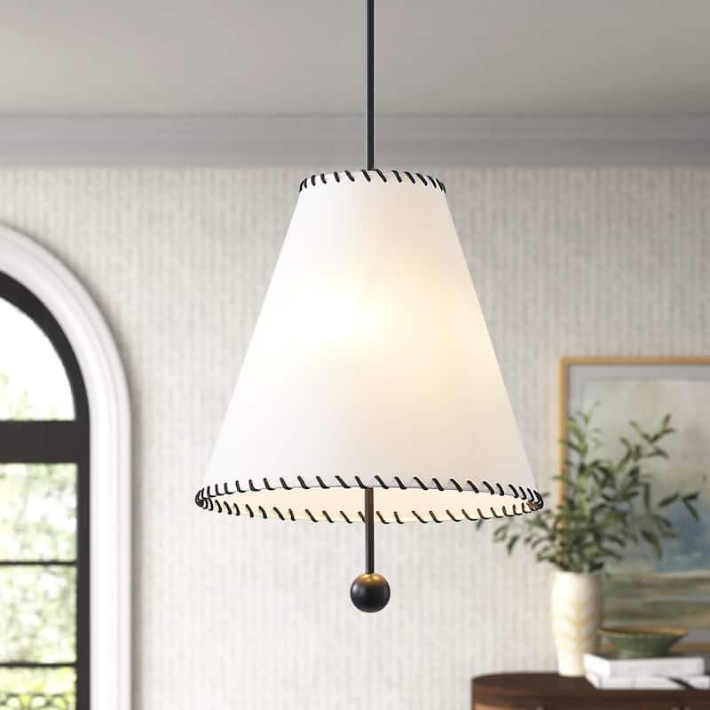 Modern 3-Light Creative Off-White Fabric Shade Hanging Lamp