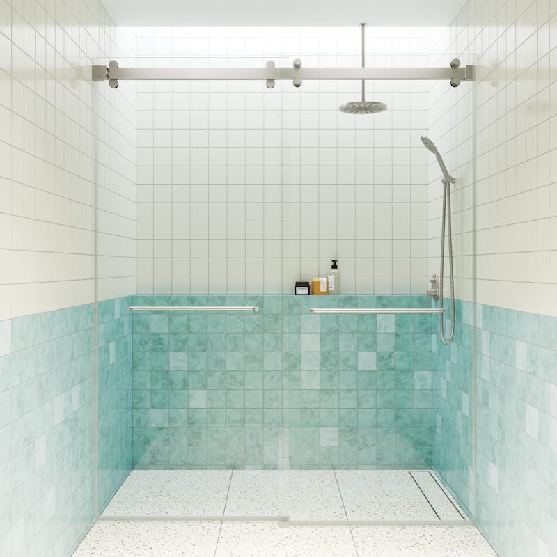 Polaris 60 in. x 78 in. Fully Frameless Glass Sliding Bypass Shower Doors with Square Hardware