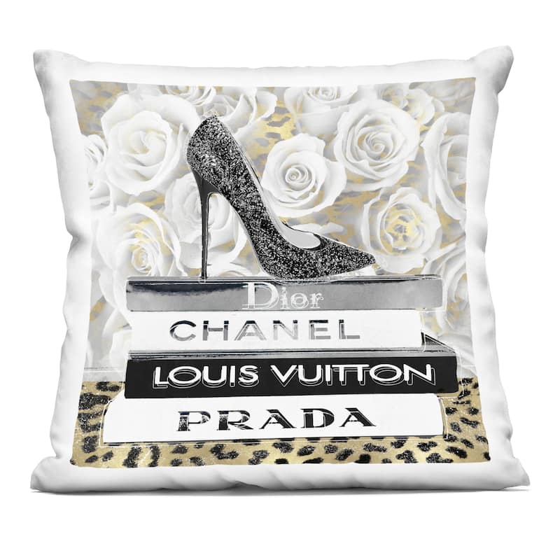 Stupell Glam Heel on Roses Decorative Printed Throw Pillow Design by Madeline Blake - Accent - Polyester - Black - Single
