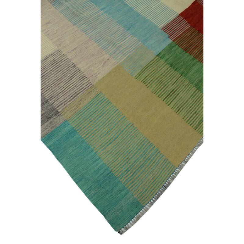 Hand-Woven Winchester Kilim Bennet Rust/Green Rug - 9'8" x 14'1"