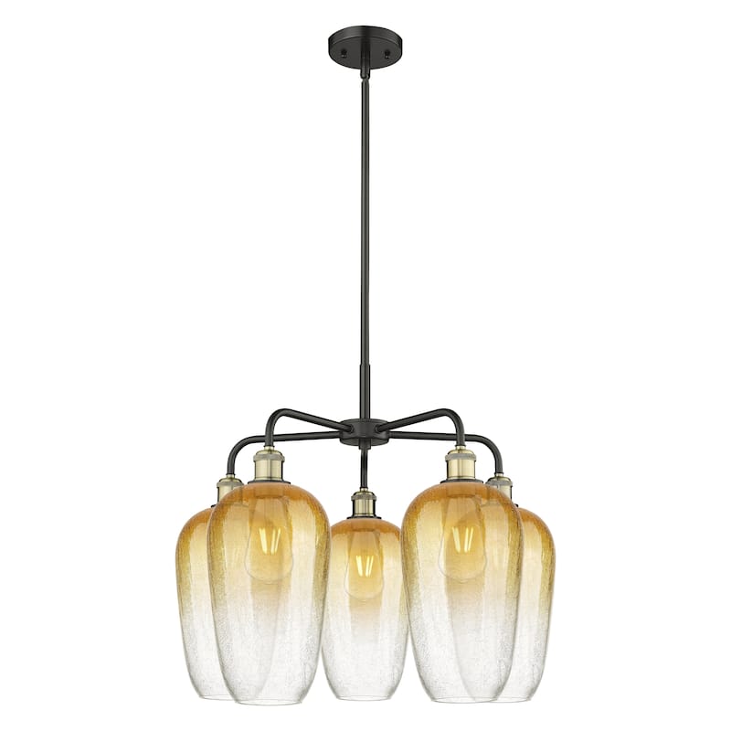 Innovations Lighting Endless Possibilities Ballston - Brookhaven Flute - 5 Light 26" Stem Hung Chandelier - Black Antique Brass/Amber