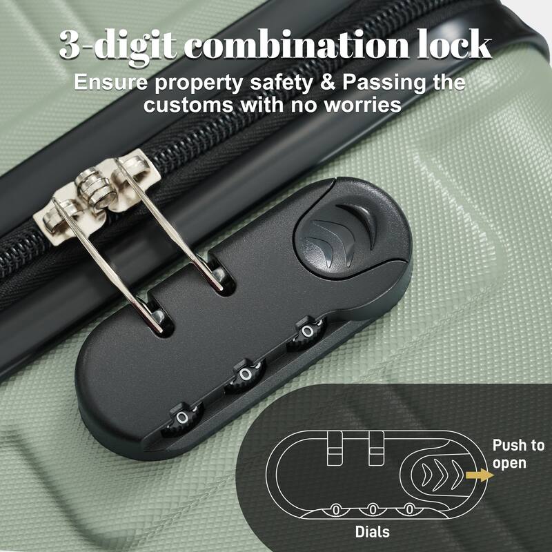 6 Piece Luggage Set, with Double Spinner Wheels Handle Password Lock, 14 IN Cosmetic Case 20/24/28 IN Luggages with Bag