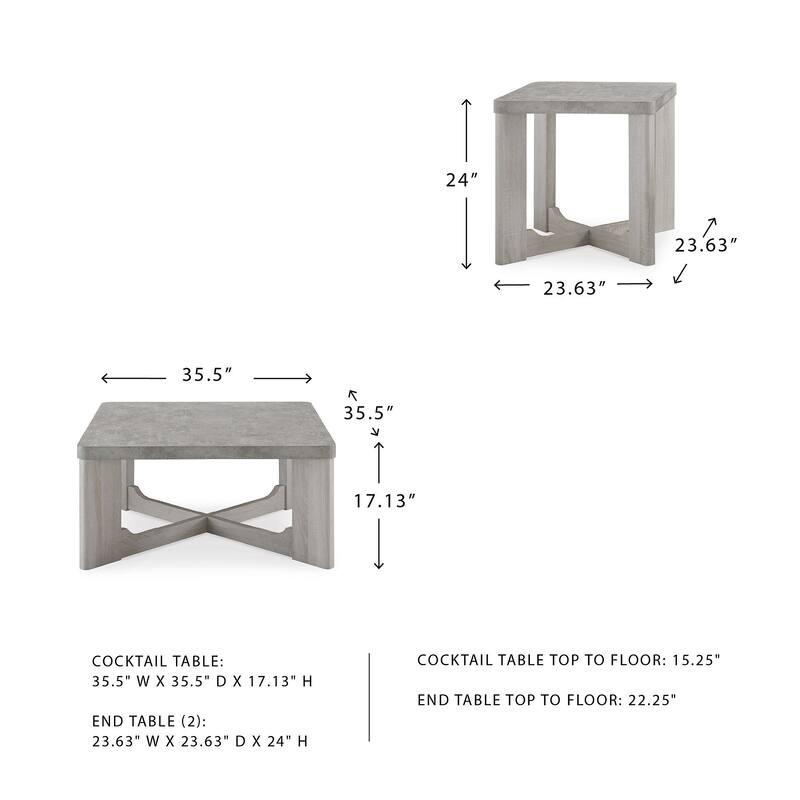 Signature Design by Ashley Garnilly Table (Set of 3) - 35"W x 35"D x 17"H