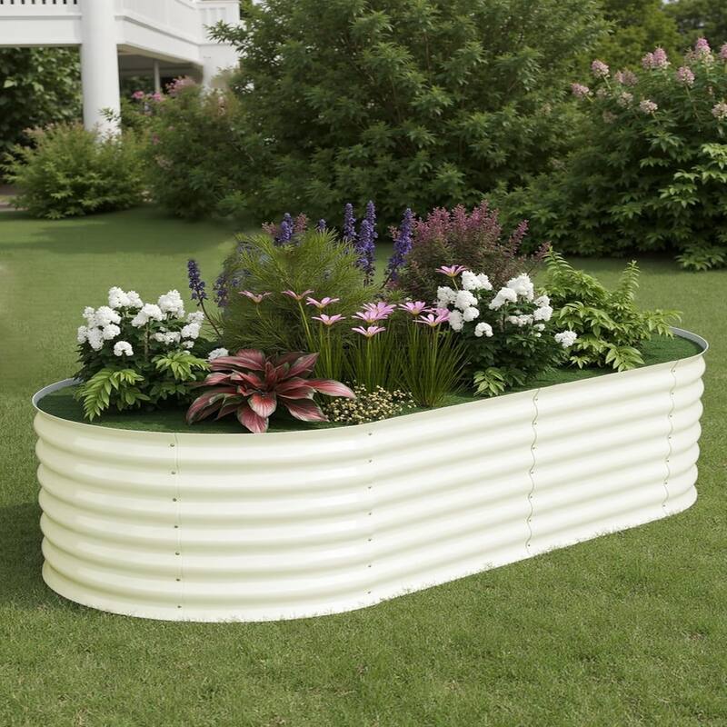 3-ft W x 6-ft L x 2-ft H Beige Metal Raised Garden Bed(2-Pack) - 180*90*60cm