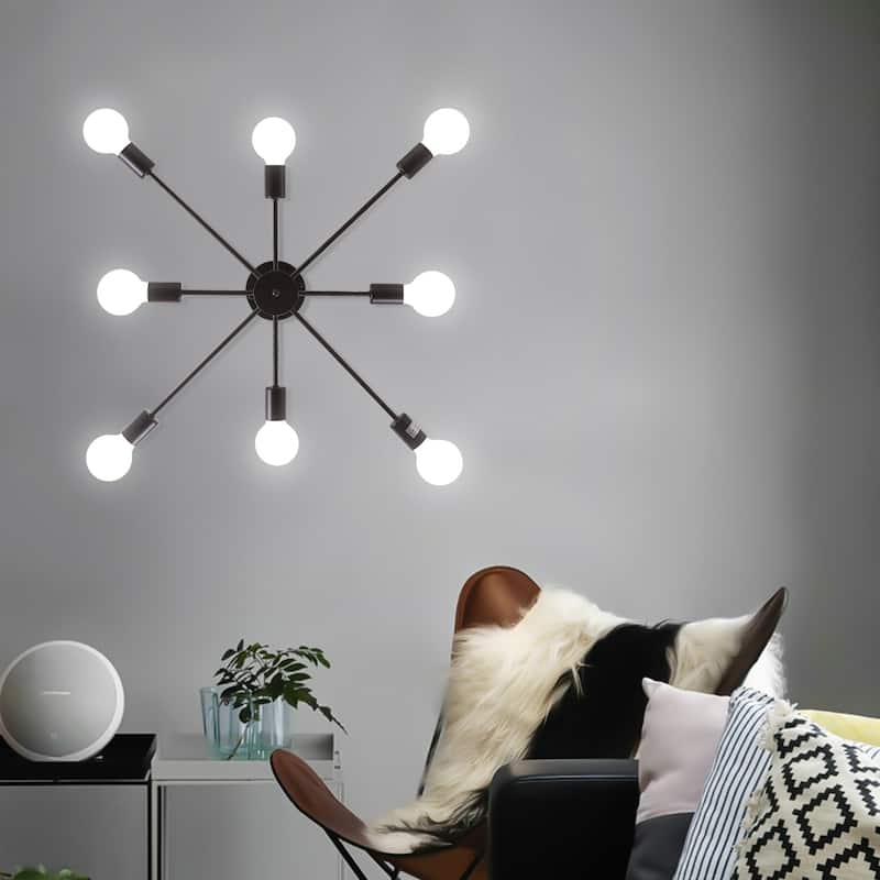8-Light Modern Semi Flush Mount Lights for Kitchen Study Living Room