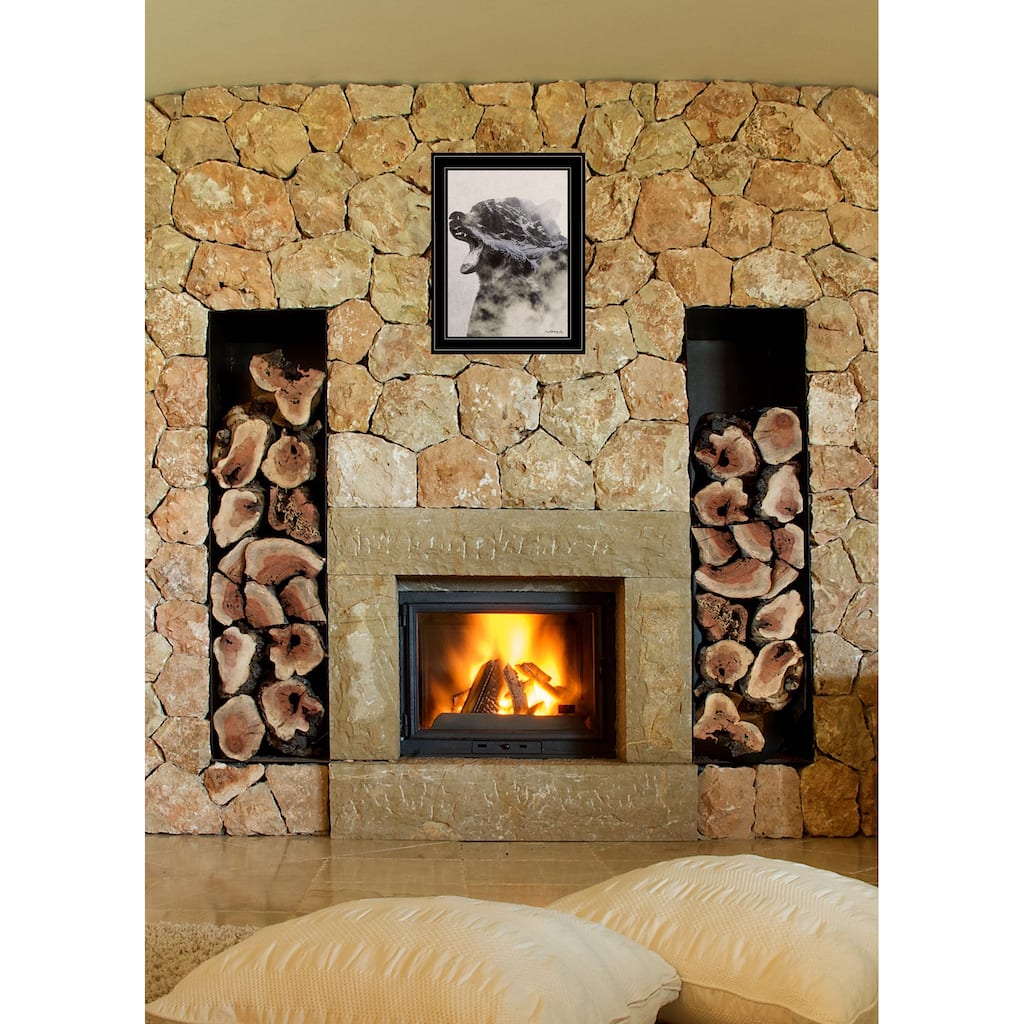TrendyDecor4U Farmhouse "Bear Fog" Framed Print Wall Art by Andreas Lie