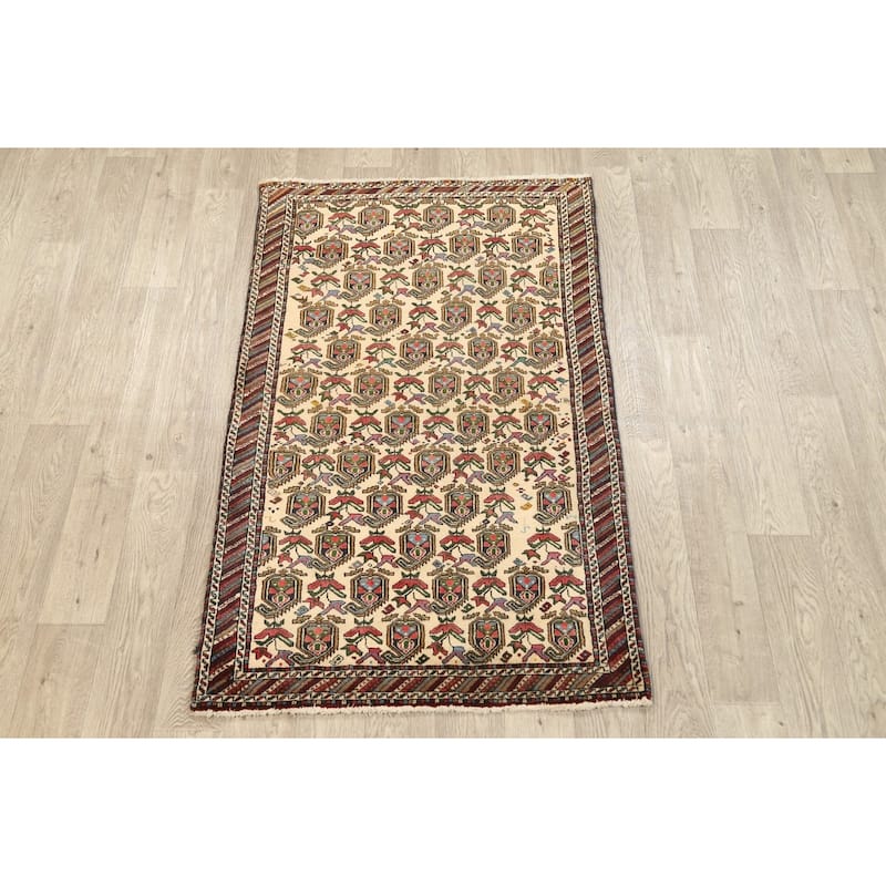 Geometric Traditional Sirjan Persian Area Rug Hand-knotted Wool Carpet - 3'2" x 5'5"