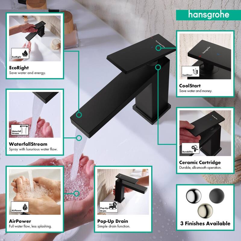 Hansgrohe 73002 Tecturis E 1.2 GPM Single Hole Bathroom Faucet with