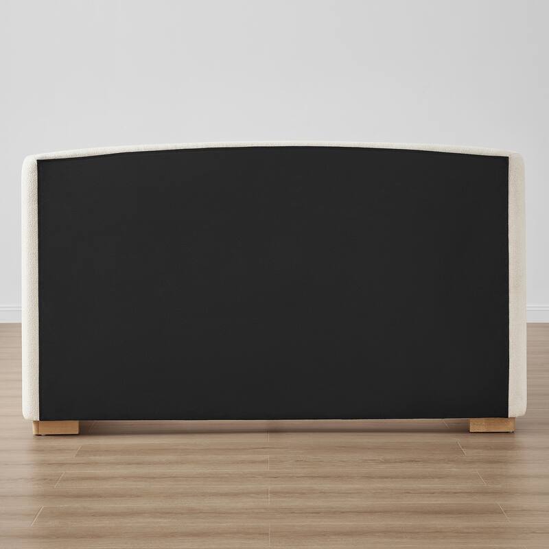 Spruce & Spring Modern Bouclé Upholstered Wingback Bed with Solid Wood Base