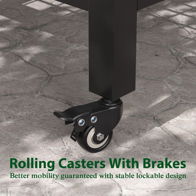 VEIKOUS 7.8 Cu.ft Galvanized Steel Raised Garden Bed, Large Outdoor Planter Box with Drainage Holes, Wheels