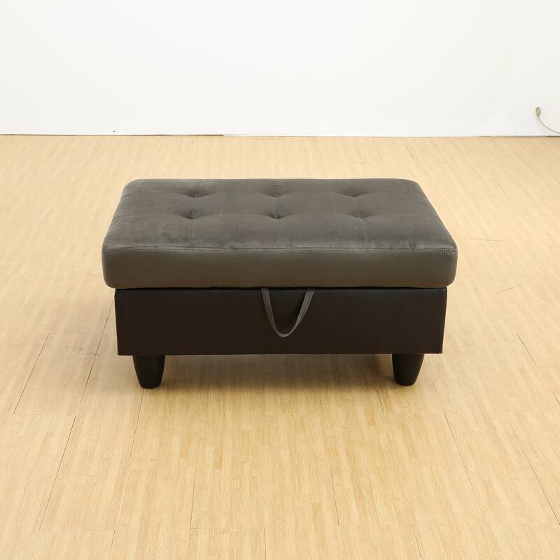 35 in. Taupe Velvet Storage Ottoman Footstool