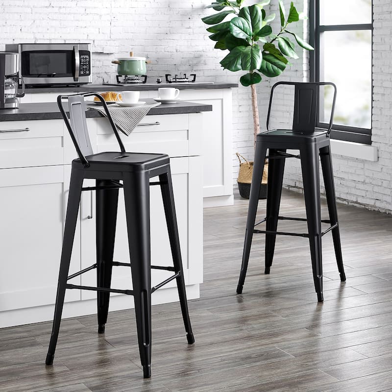 AC Pacific 24 Inch Metal Barstool Set of 2
