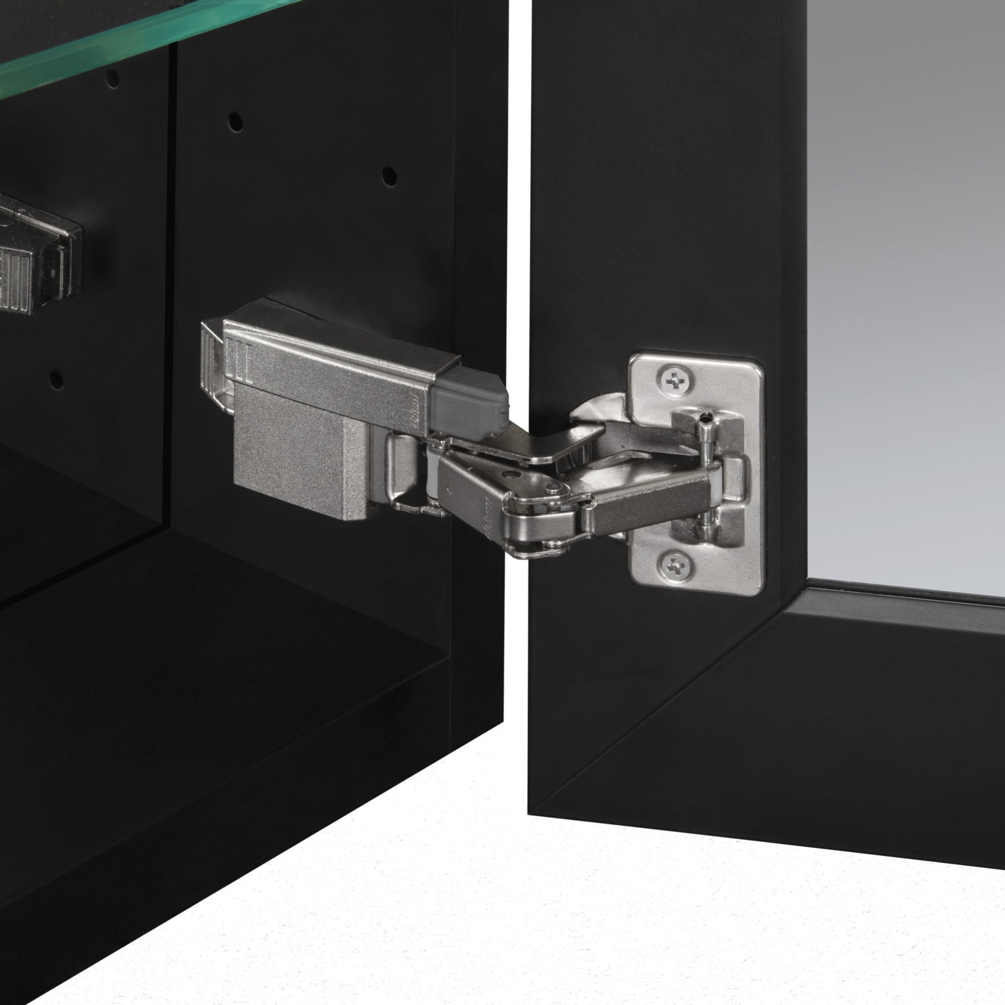 Soft Close Mirrored Medicine Cabinet 3 Glass Shelves,-image