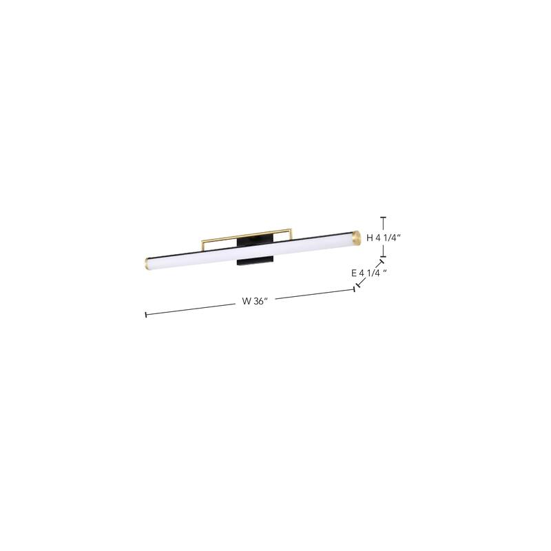 Solano Large Vanity - LED - Black and Brushed Brass Finish - White Acrylic Lens