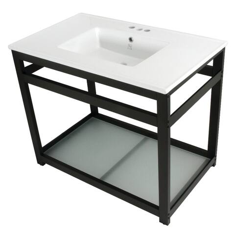 Quadras 37-Inch Console Sink with 4-in Faucet Hole and Base