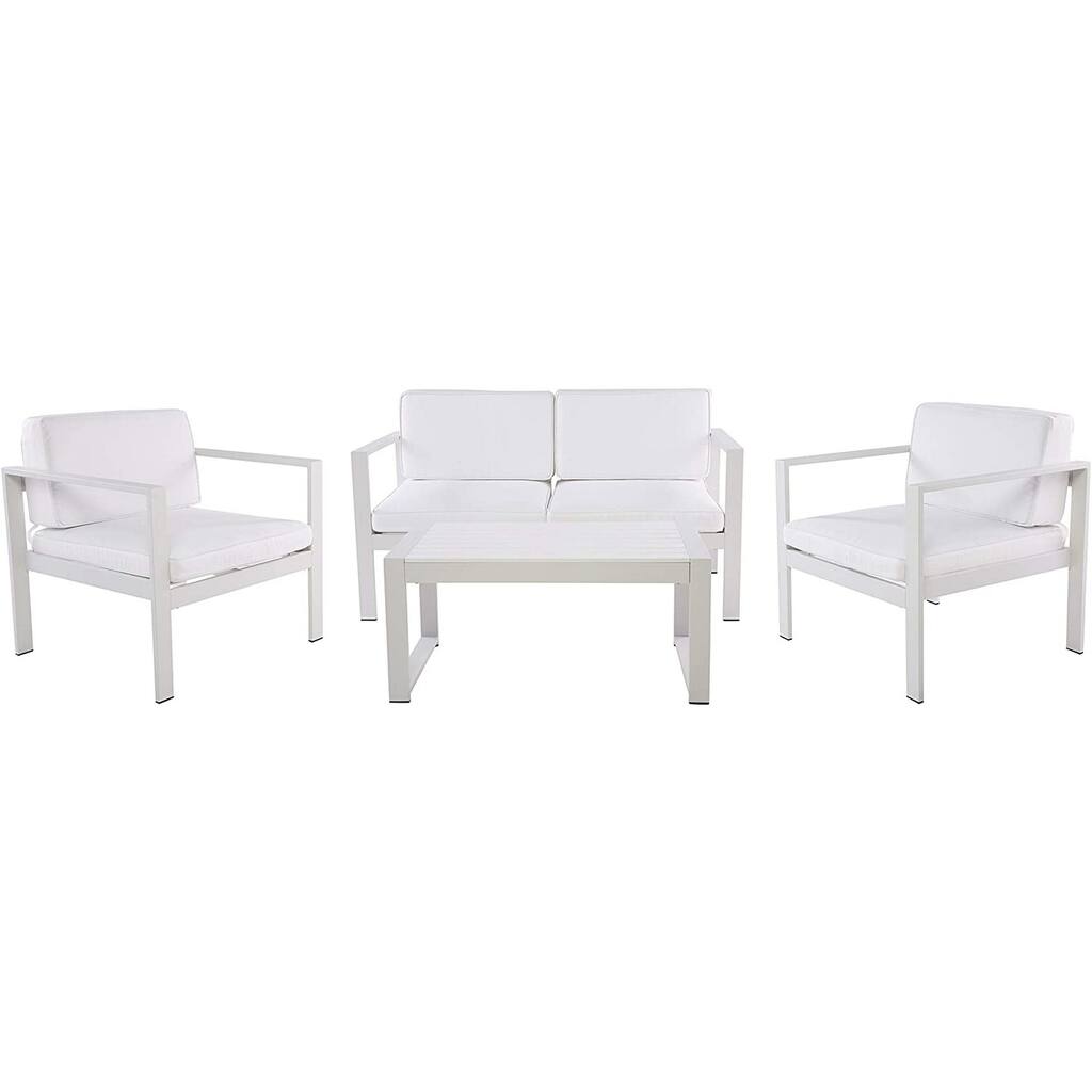 Engagingly Outstanding Outdoor Lounge Set In White (Set of 4)