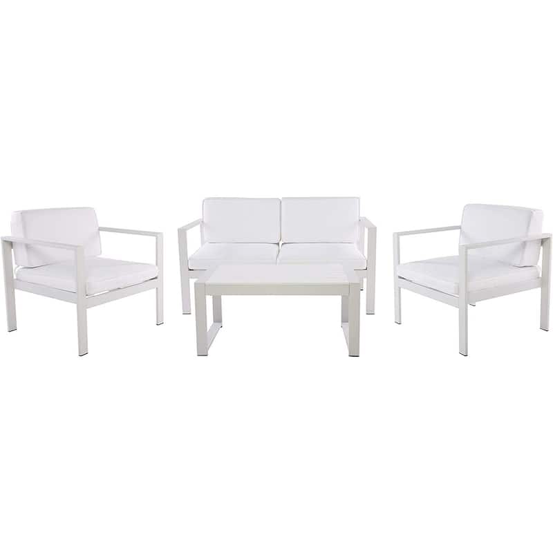 Engagingly Outstanding Outdoor Lounge Set In White (Set of 4)