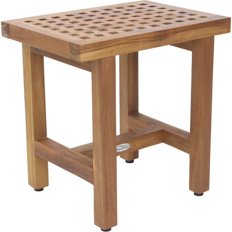 Patented Grate Lotus Teak Shower Bench - Teak Oil - 18" Wide