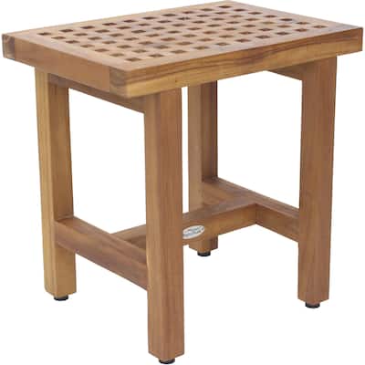 Patented Grate Lotus Teak Shower Bench