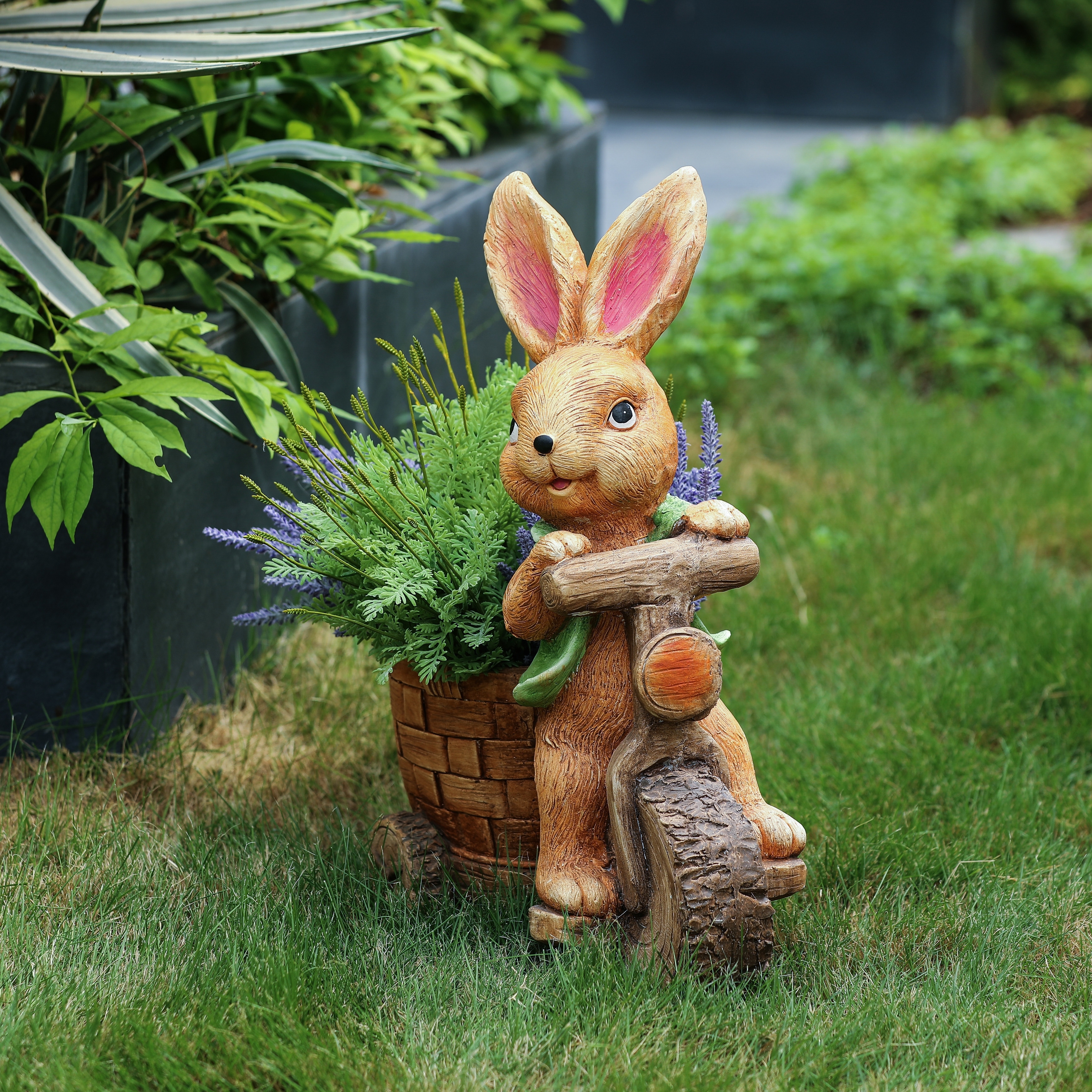 Brown Bunny on a Bicycle MgO Planter