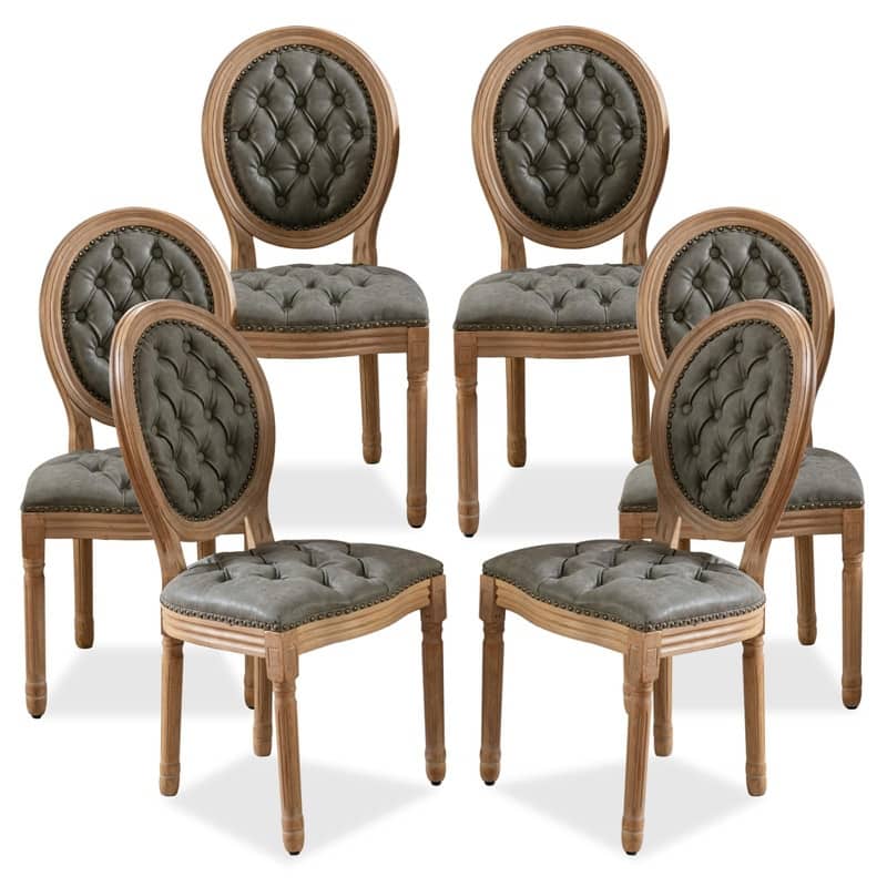 Upholstered French Style Nailhead Dining Chairs(Set of 6)