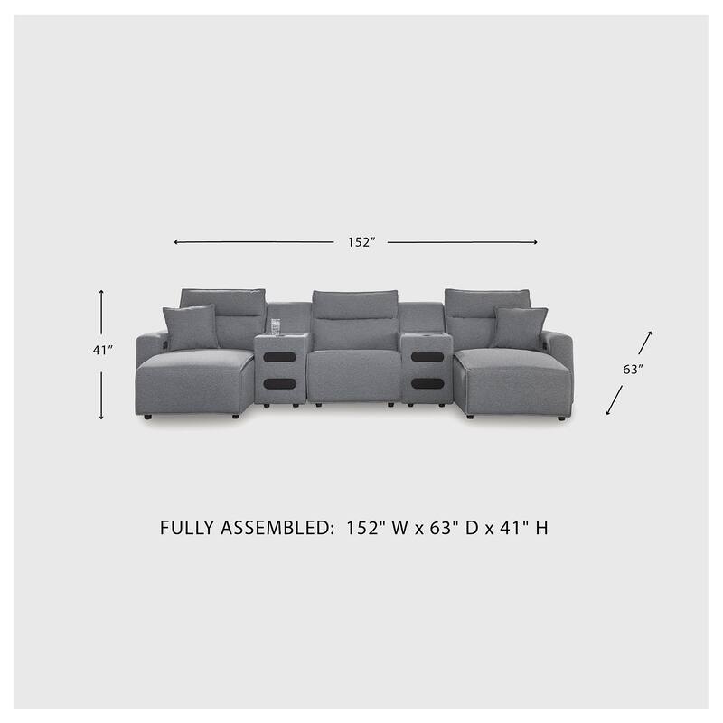 Signature Design by Ashley Modmax Gray 5-Piece Power Reclining Sectional with Chaise - 152" W x 63" D x 41" H