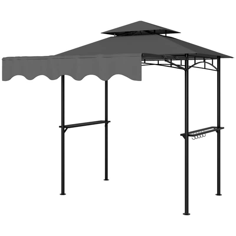 Premium Outdoor Grill Gazebo with Adjustable Awning Powder-Coated Steel Frame and PA-Coated Polyester Canopy - Grey