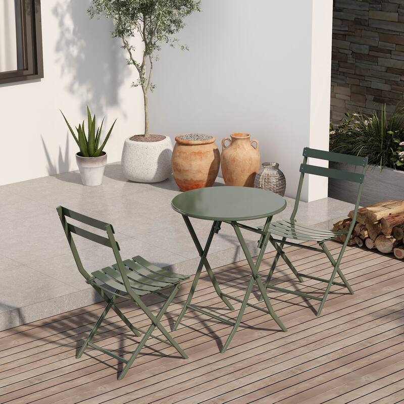 3 Piece Patio Bistro Set of Foldable Square Table and Chairs, Red,High quality and durable