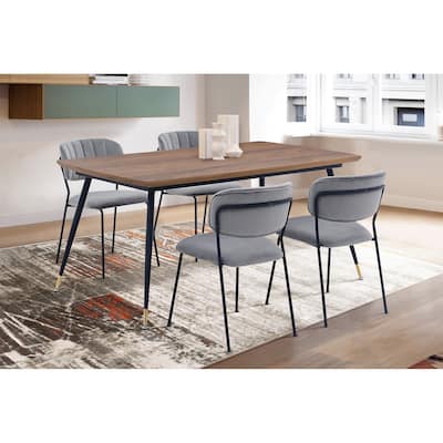 Messina and Carlo Gray Velvet 5 Piece Rectangular Dining Set