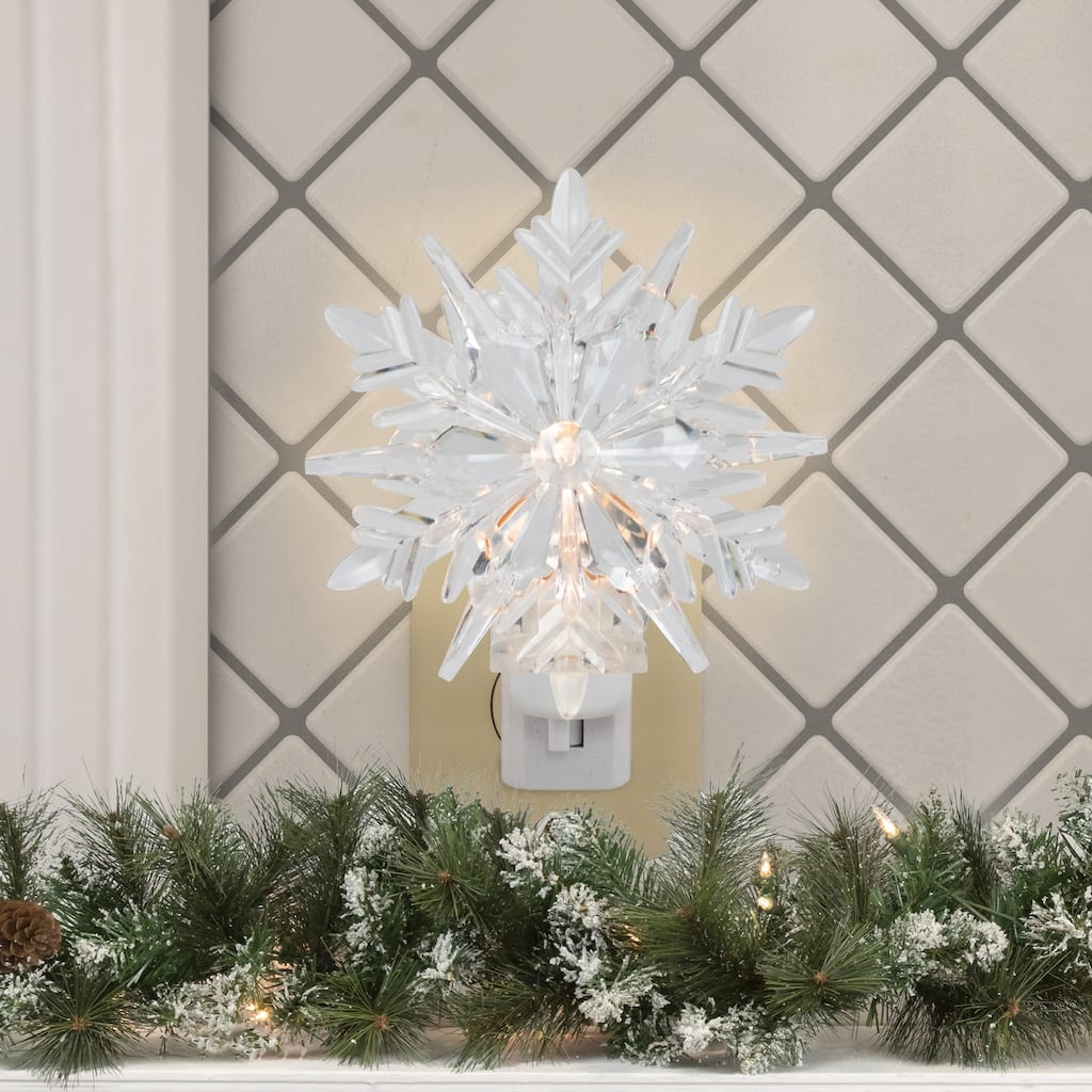 3D Snowflake Christmas Night Light - 6" - Clear