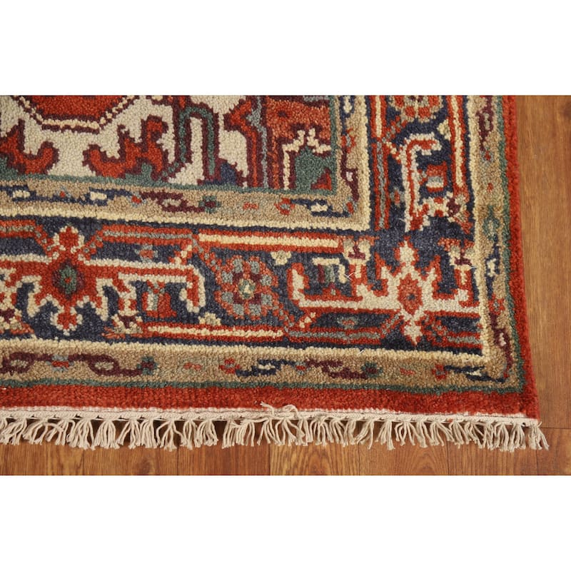 Hand Knotted Oriental 100% Wool Carpet Traditional Medallion Oranges & Rust Heriz (serapi) Area Rug - 5' 4'' X 3' 0''