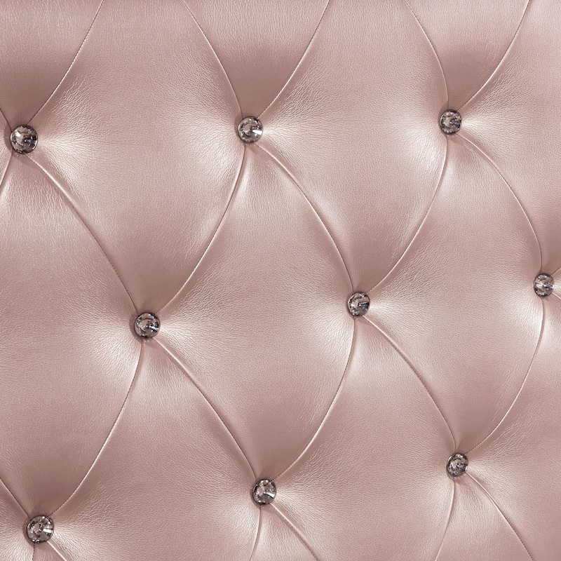 Furniture of America Dzhebel Contemporary Pink 2-Piece Faux Leather Tufted Headboard Panel Bed and Chest Set