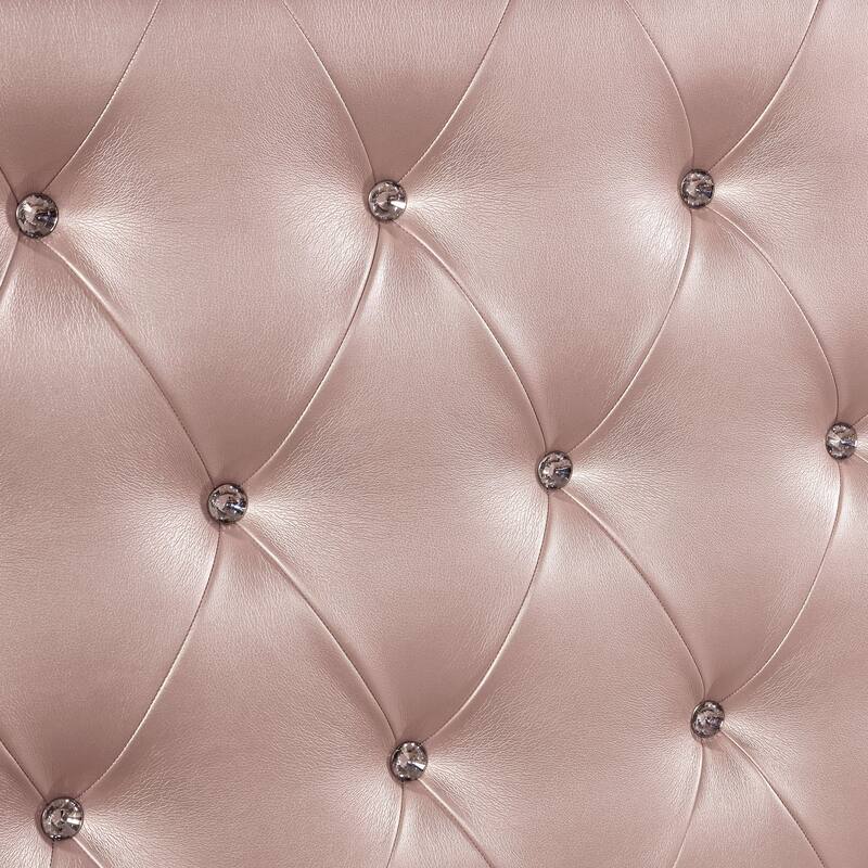 Furniture of America Gibson Modern 2-Piece Rose Gold Faux Leather Tufted Headboard Kids Panel Bed and Dresser Set
