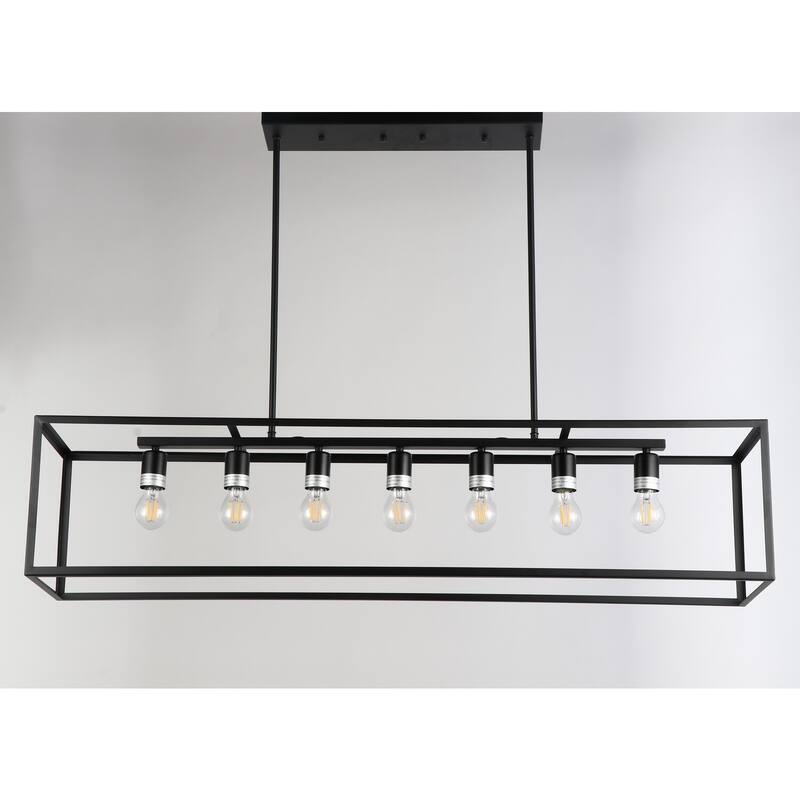 7-Light Pendant Light, Retro Revival Design, Modern Chandelier, Black Finish, Home Accent Lighting - 11