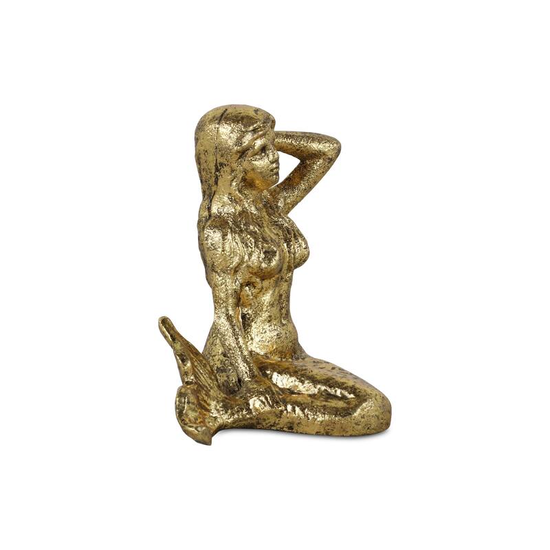 Ceili Golden Cast Iron Mermaid Statue