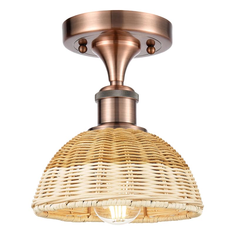 Innovations Lighting 516-1C-9-8 Bristol Natural II Semi-Flush Bristol - Antique Copper / Natural